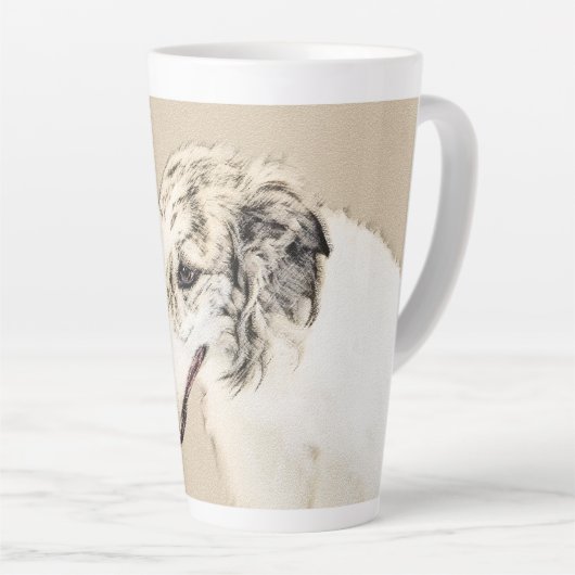 Borzoi (Silver Brindle) Schilderende oorspronkelij Latte Mok (Rechterhoek)