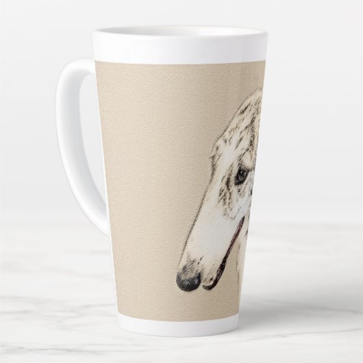 Borzoi (Silver Brindle) Schilderende oorspronkelij Latte Mok (Linkerhoek)