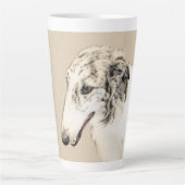 Borzoi (Silver Brindle) Schilderende oorspronkelij Latte Mok (Voorkant)