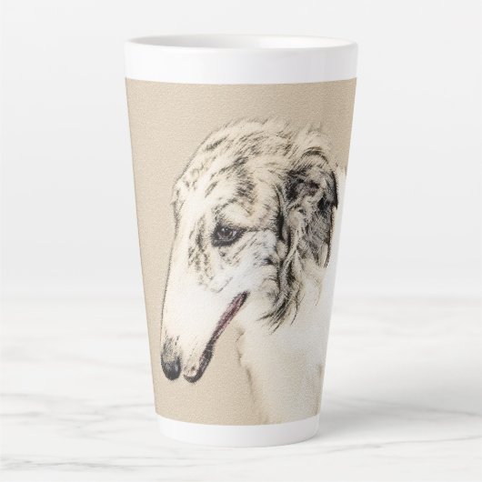 Borzoi (Silver Brindle) Schilderende oorspronkelij Latte Mok (Voorkant)