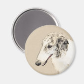 Borzoi (Silver Brindle) Schilderende oorspronkelij Magneet (Voorkant / Achterkant)