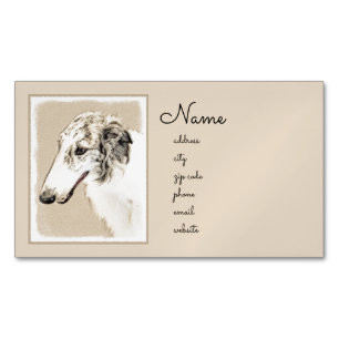 Borzoi (Silver Brindle) Schilderende oorspronkelij Magnetisch Visitekaartje