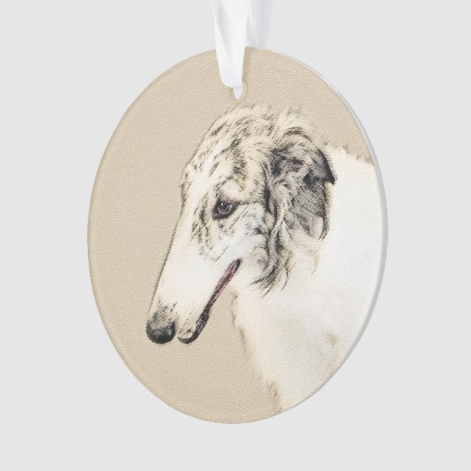Borzoi (Silver Brindle) Schilderende oorspronkelij Ornament (voorkant)