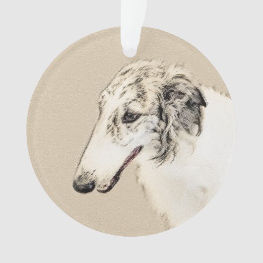 Borzoi (Silver Brindle) Schilderende oorspronkelij Ornament (voorkant)