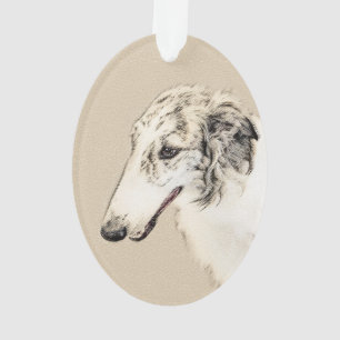 Borzoi (Silver Brindle) Schilderende oorspronkelij Ornament