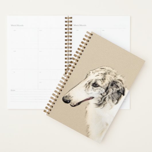 Borzoi (Silver Brindle) Schilderende oorspronkelij Planner (Display)