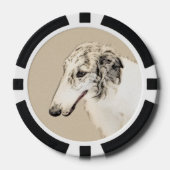 Borzoi (Silver Brindle) Schilderende oorspronkelij Poker Chips (Voorkant)