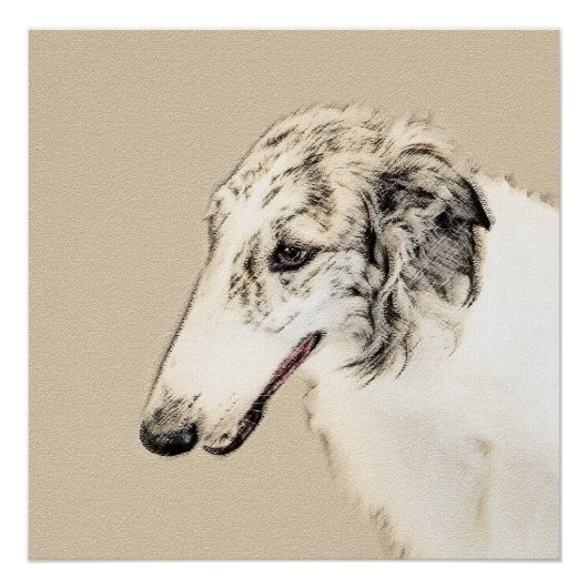 Borzoi (Silver Brindle) Schilderende oorspronkelij Poster (Voorkant)