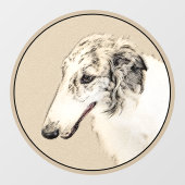 Borzoi (Silver Brindle) Schilderende oorspronkelij Raamsticker (Vel)