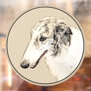 Borzoi (Silver Brindle) Schilderende oorspronkelij Raamsticker