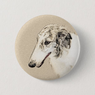 Borzoi (Silver Brindle) Schilderende oorspronkelij Ronde Button 5,7 Cm