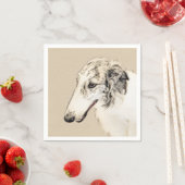 Borzoi (Silver Brindle) Schilderende oorspronkelij Servet (Insitu)