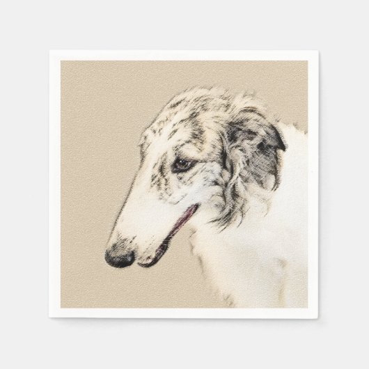 Borzoi (Silver Brindle) Schilderende oorspronkelij Servet (Voorkant)