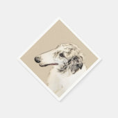 Borzoi (Silver Brindle) Schilderende oorspronkelij Servet (Hoek)