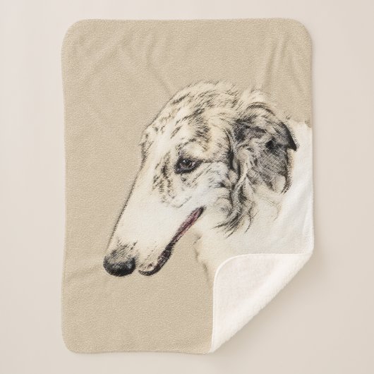 Borzoi (Silver Brindle) Schilderende oorspronkelij Sherpa Deken (Voorkant)