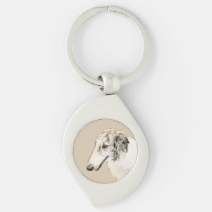 Borzoi (Silver Brindle) Schilderende oorspronkelij Sleutelhanger