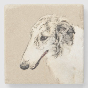 Borzoi (Silver Brindle) Schilderende oorspronkelij Stenen Onderzetter