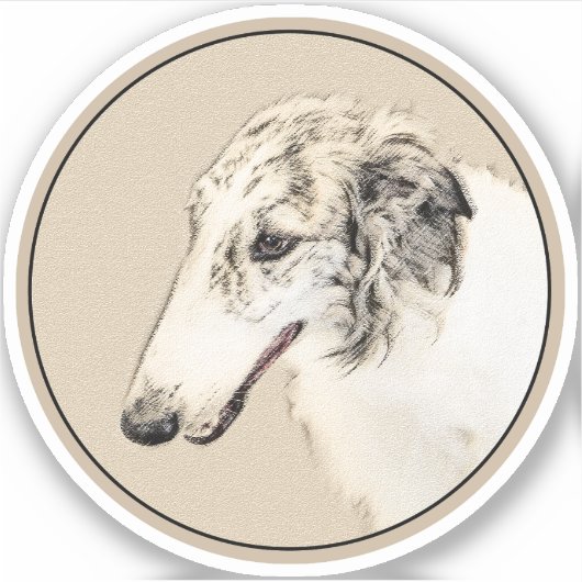 Borzoi (Silver Brindle) Schilderende oorspronkelij Sticker (Voorkant)