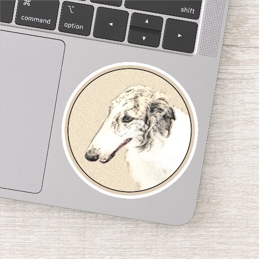 Borzoi (Silver Brindle) Schilderende oorspronkelij Sticker (Detail)