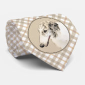 Borzoi (Silver Brindle) Schilderende oorspronkelij Stropdas (Opgerold)
