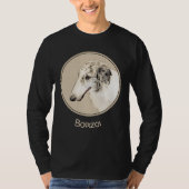 Borzoi (Silver Brindle) Schilderende oorspronkelij T-shirt (Voorkant)