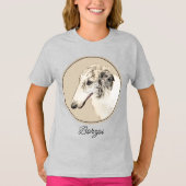 Borzoi (Silver Brindle) Schilderende oorspronkelij T-shirt (Voorkant)
