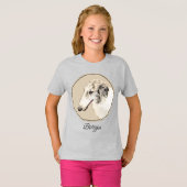 Borzoi (Silver Brindle) Schilderende oorspronkelij T-shirt (Voorkant volledig)