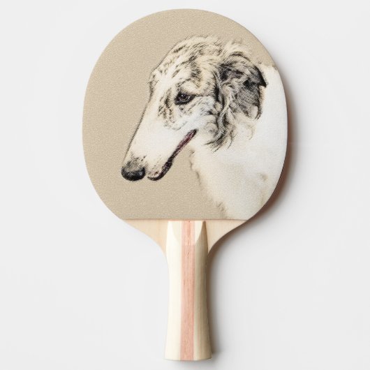 Borzoi (Silver Brindle) Schilderende oorspronkelij Tafeltennisbatje (Voorkant)