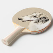 Borzoi (Silver Brindle) Schilderende oorspronkelij Tafeltennisbatje (Voorkant Gekanteld)
