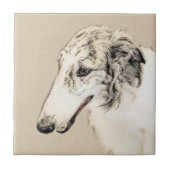 Borzoi (Silver Brindle) Schilderende oorspronkelij Tegeltje (Voorkant)