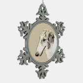 Borzoi (Silver Brindle) Schilderende oorspronkelij Tin Sneeuwvlok Ornament (Links)