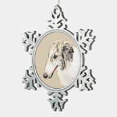 Borzoi (Silver Brindle) Schilderende oorspronkelij Tin Sneeuwvlok Ornament (Rechts)