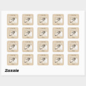 Borzoi (Silver Brindle) Schilderende oorspronkelij Vierkante Sticker (Vel)