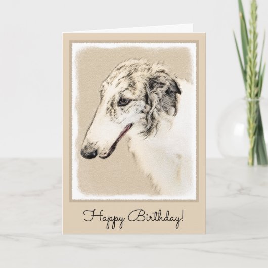 Borzoi (Silver Brindle) schilderende originele dog Kaart (Voorkant)