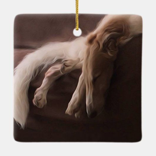 Borzoi Slumber kerstversiering Keramisch Ornament (Achterkant)
