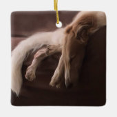 Borzoi Slumber kerstversiering Keramisch Ornament (Voorkant)