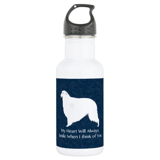 Borzoi Thinking of You Design Waterfles (Voorkant)