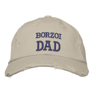 Borzoi Vader Geborduurde Hoed Pet