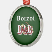 Borzoi Vader Metalen Ornament (Links)