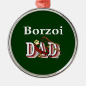 Borzoi Vader Metalen Ornament (Voorkant)