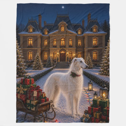 Borzoi Vakantie Fleece Deken (Voorkant)