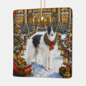 Borzoi Vakantie Keramisch Ornament (Links)