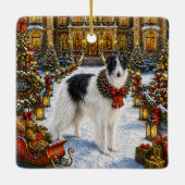 Borzoi Vakantie Keramisch Ornament (Achterkant)
