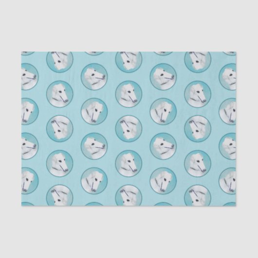 Borzoi White Schilderij Russische Wolfshond Dog Ar Tissuepapier (Voorkant)