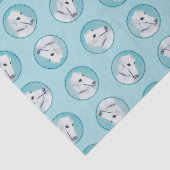 Borzoi White Schilderij Russische Wolfshond Dog Ar Tissuepapier (Detail)