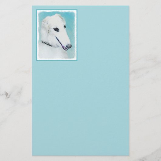 Borzoi (wit) schilderen - Kute Original Dog Art (Voorkant)