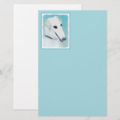 Borzoi (wit) schilderen - Kute Original Dog Art (Voorkant / Achterkant)