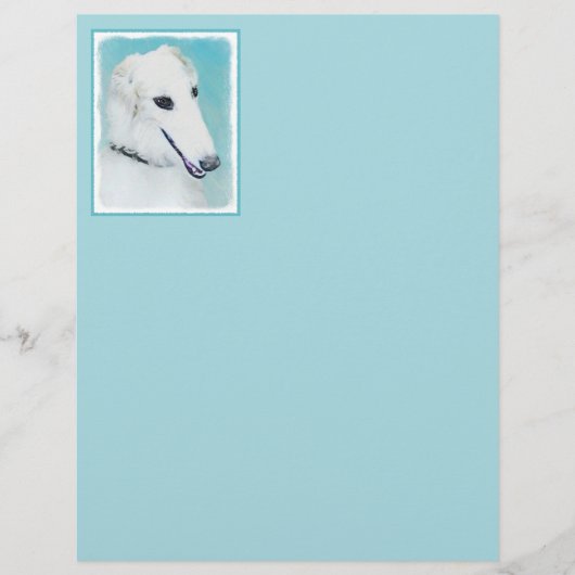 Borzoi (wit) schilderen - Kute Original Dog Art (Voorkant)