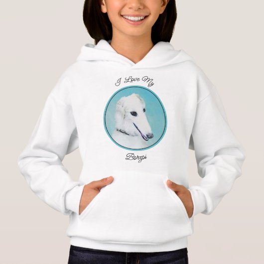 Borzoi (wit) schilderen - Kute Original Dog Art (Voorkant)