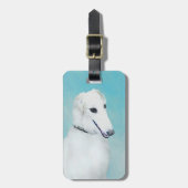 Borzoi (wit) schilderen - Kute Original Dog Art Bagagelabel (Voorkant verticaal)